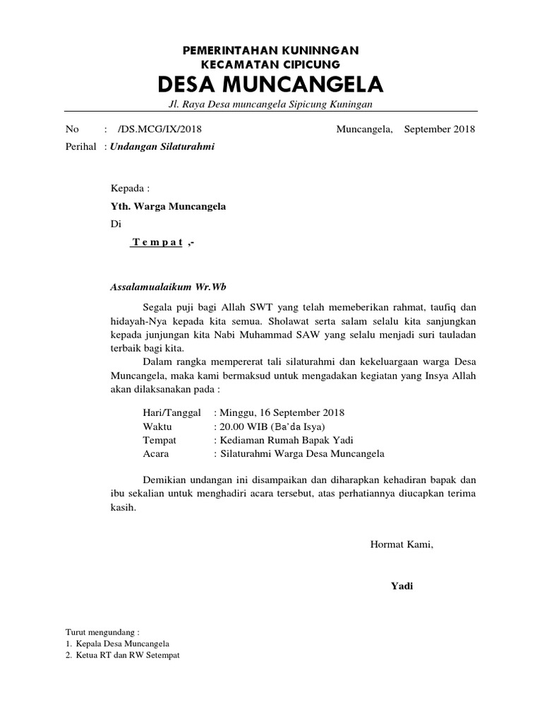 560 Contoh Undangan Acara Silaturahmi Warga Gratis