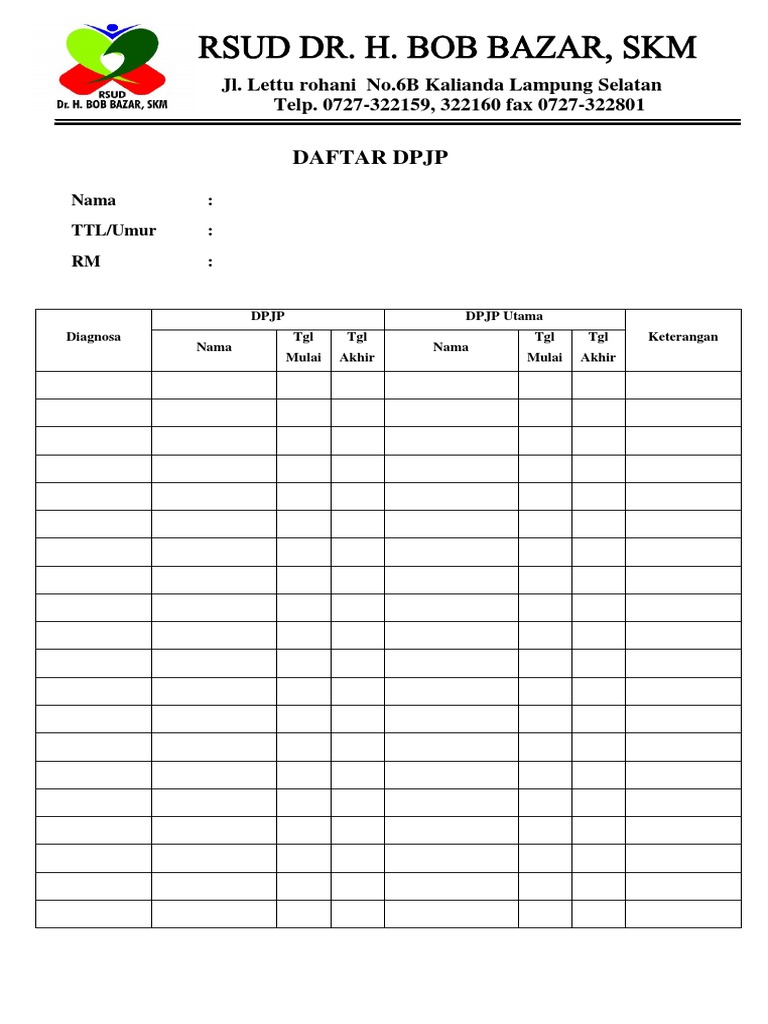 Daftar DPJP dan Diagnosa Pasien | PDF