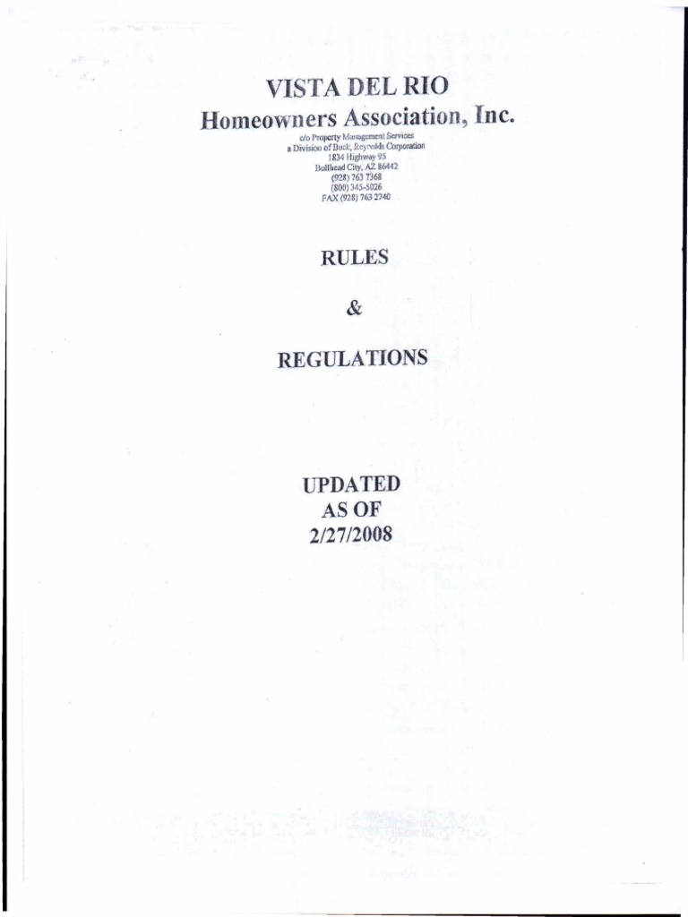 Vista Del Rio Homeowners Association, Inc. Updated PDF Lease