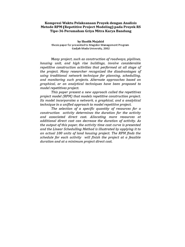 RPM Method for Project Time Compression | PDF