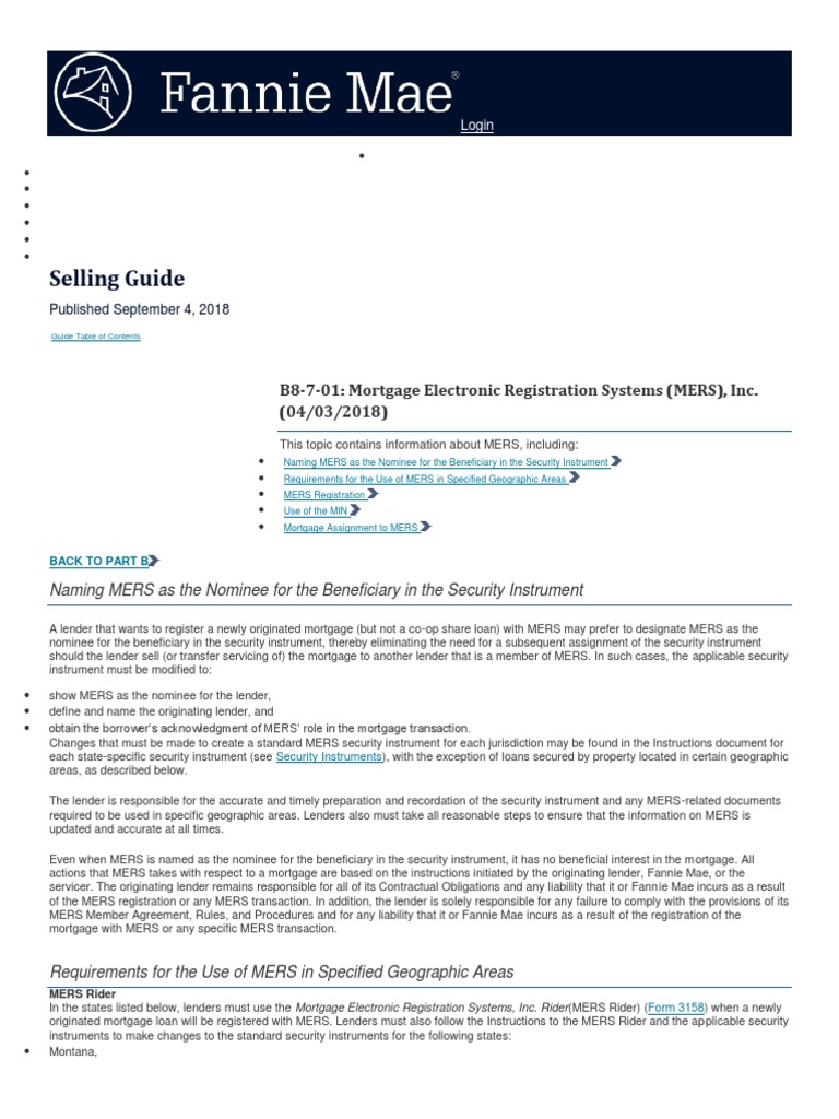 Fannie Mae Seller's Guide PDF Mortgage Law Mortgage Loan