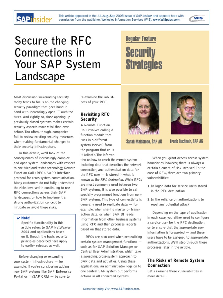 Securing SAP RFC Connections | PDF | Computer Security | Security