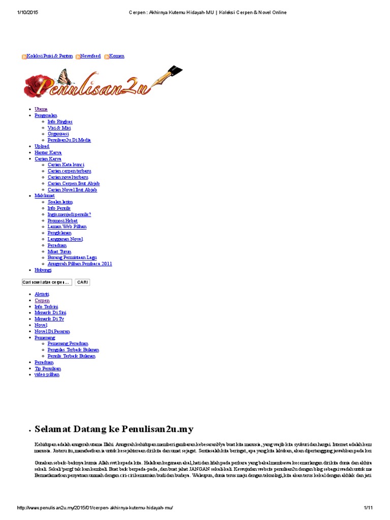 Cerpen Akhirnya Kutemu Hidayah Mu Koleksi Cerpen Novel Online Pdf