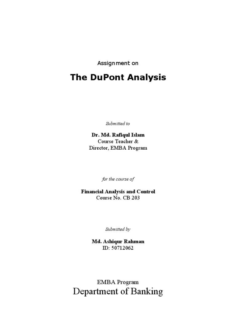 DuPont Analysis PDF Financial Economics Financial Accounting