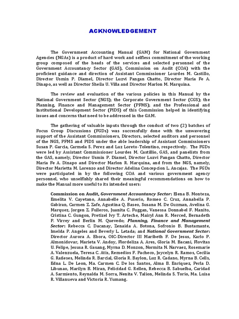 GAM For NGAs-Acknowledgement PDF | PDF | Audit | Accounting