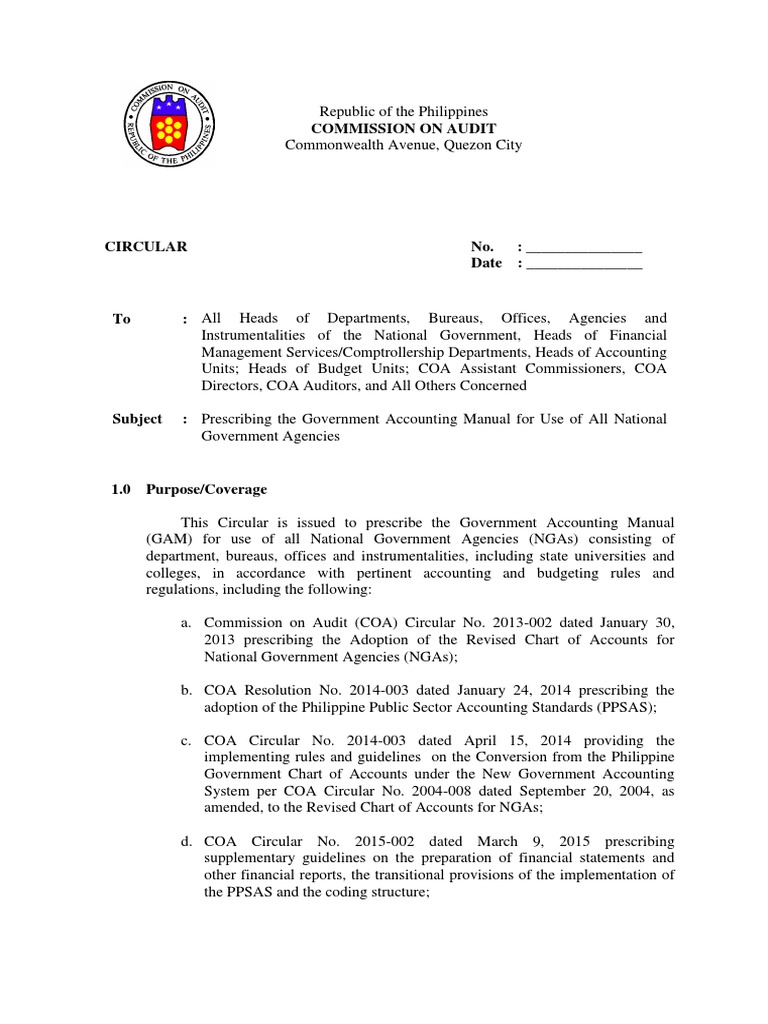GAM Proposed Circular PDF | PDF | Accounting | Audit