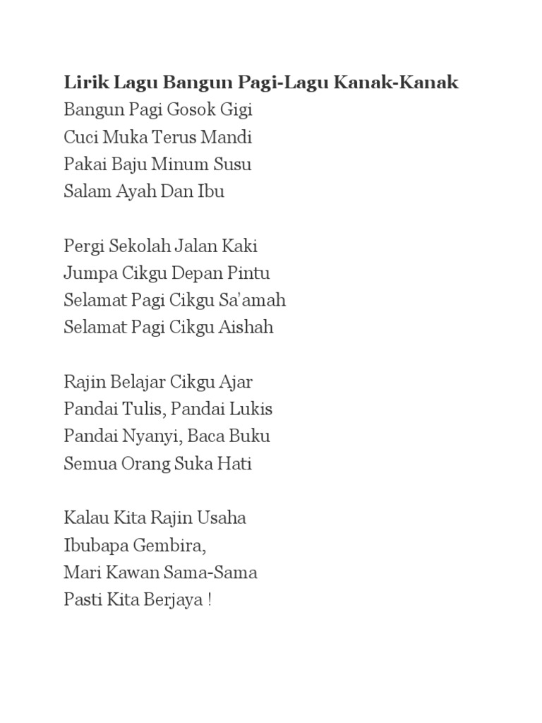 Lirik Lagu Bangun Pagi Pdf