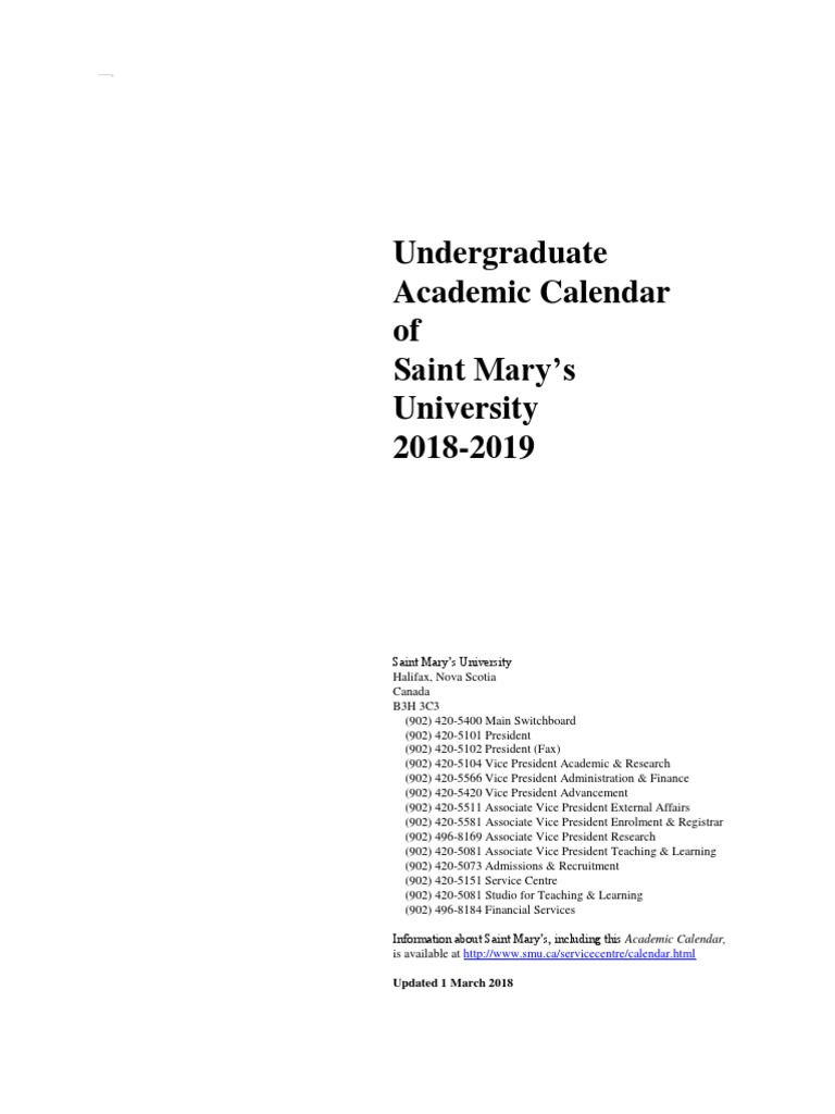 Academic Calendar 18 19v3 University And College Admission Academic Term