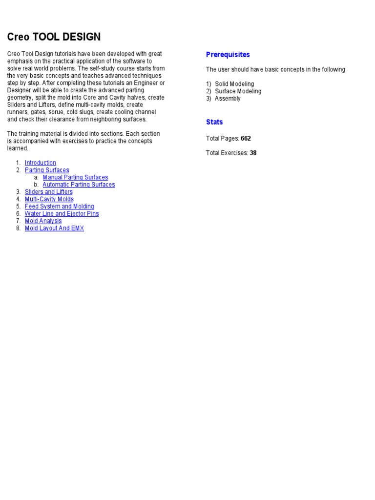 Creo Tool Design Training Guide | PDF | Casting (Metalworking) | Nature