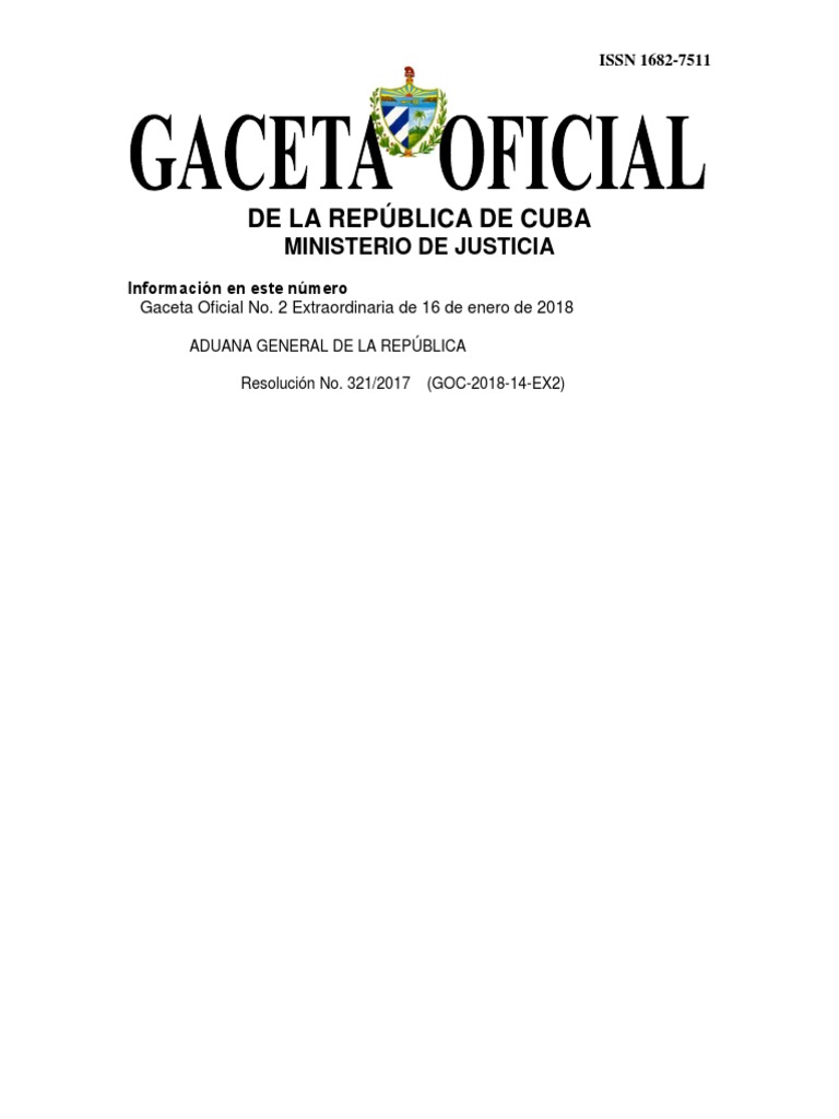 Gaceta Oficial de la República de Cuba 12 2018 aduana Cuba