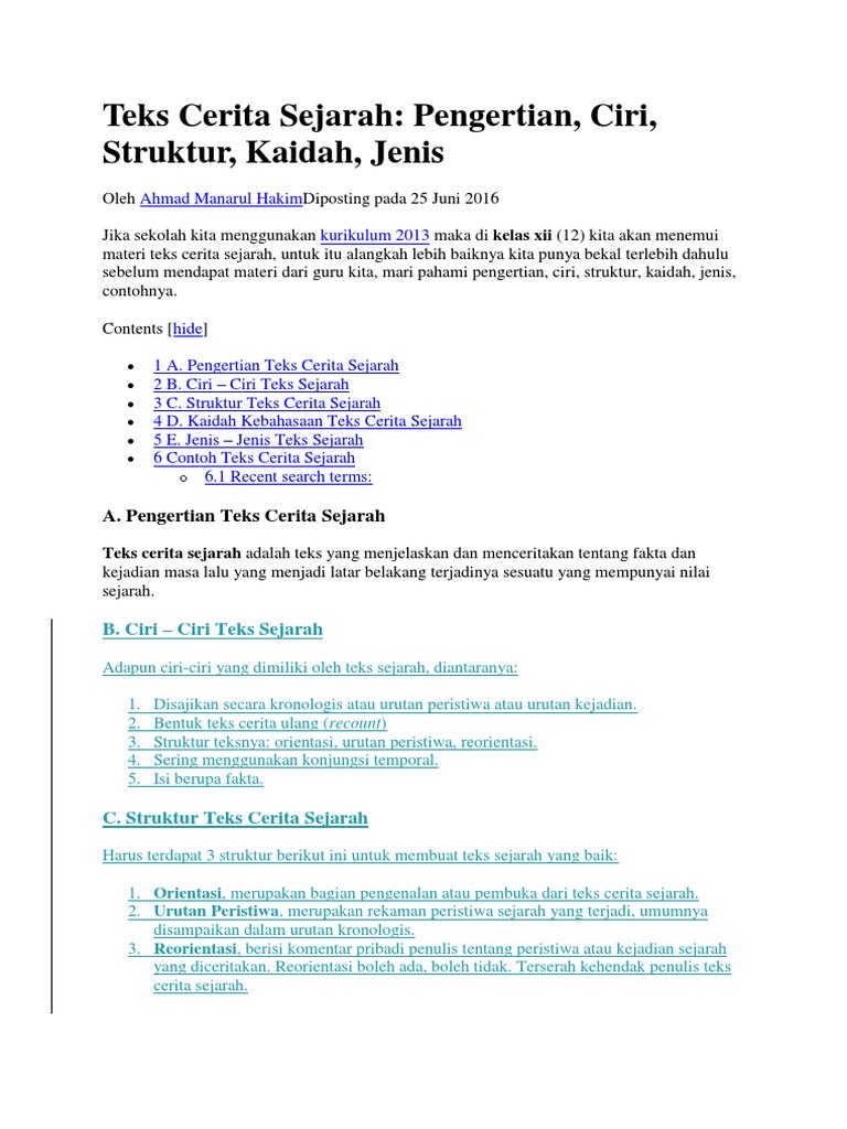 Teks Cerita Sejarah Pdf