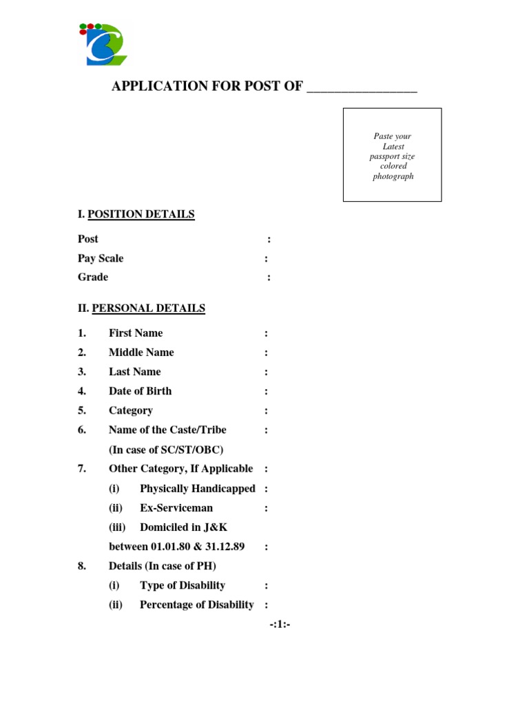 Job Application Form Template | PDF
