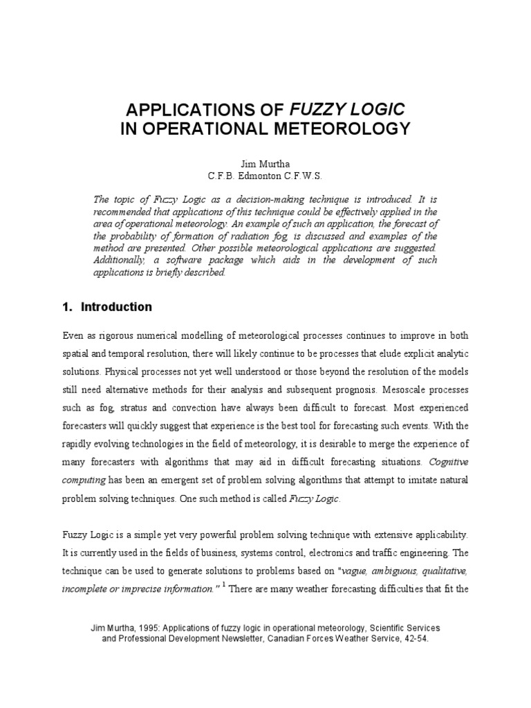 Fuzzy Logic in Meteorology Applications | PDF | Technology & Engineering