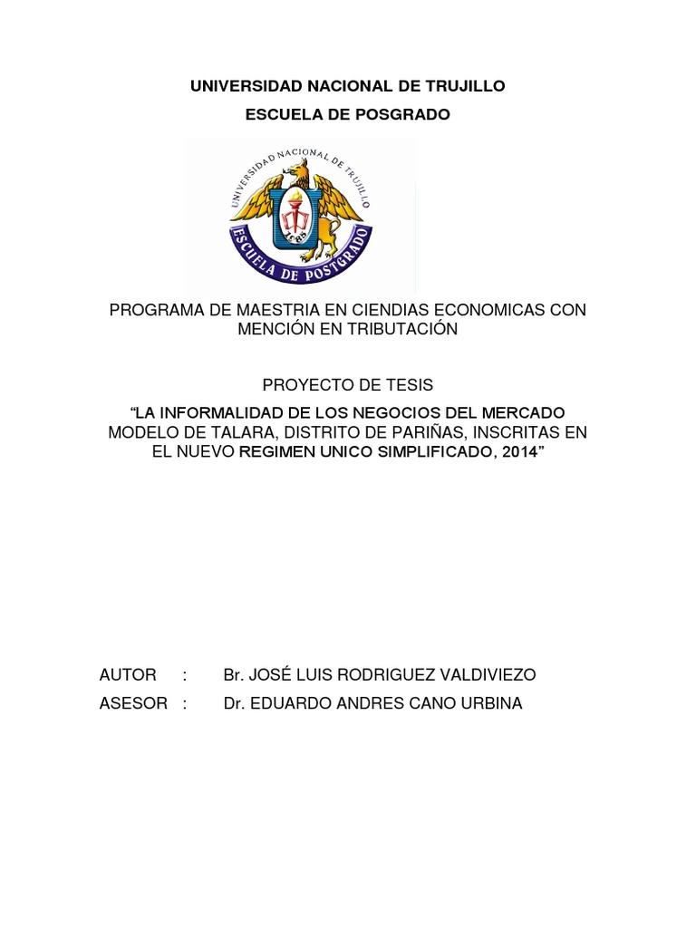 Proyecto Tesis Maestria José Luis Rodriguez Unt | PDF | Impuestos |  Economias