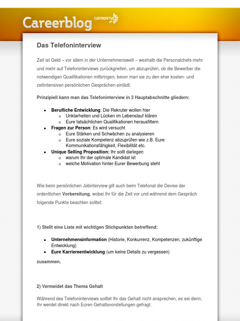 Das Telefoninterview