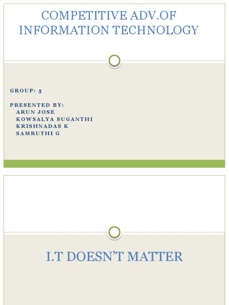 Competitive Advantage of IT in Business | PDF