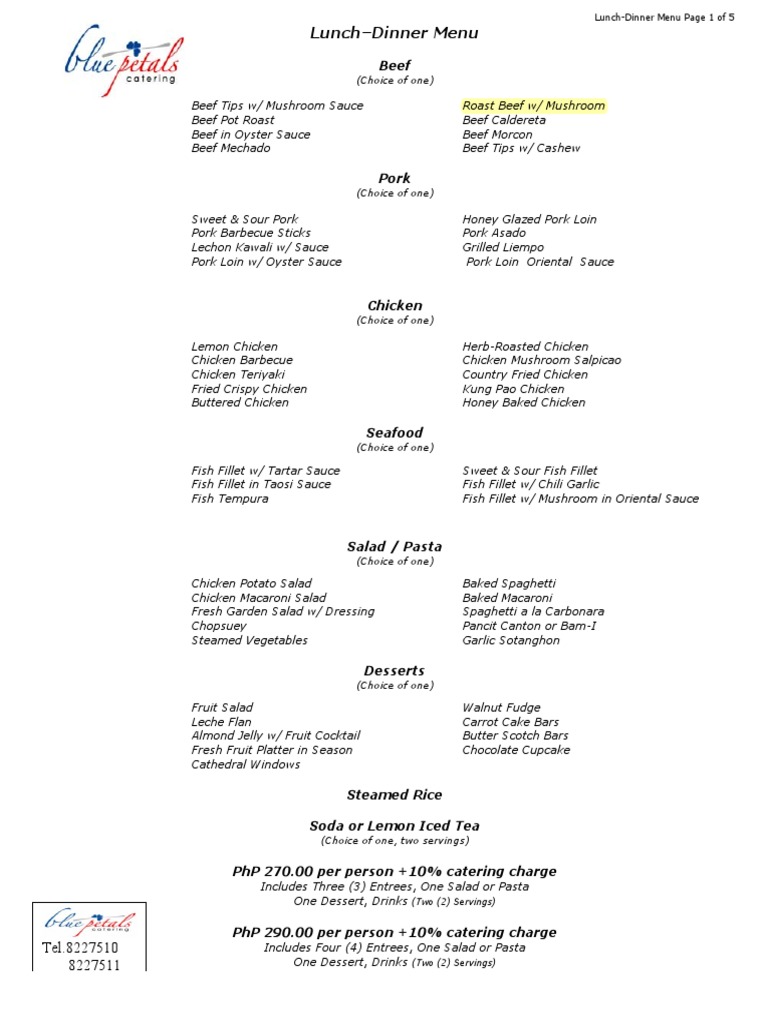 BPC Menu 2018 PDF PDF Salad Sauce