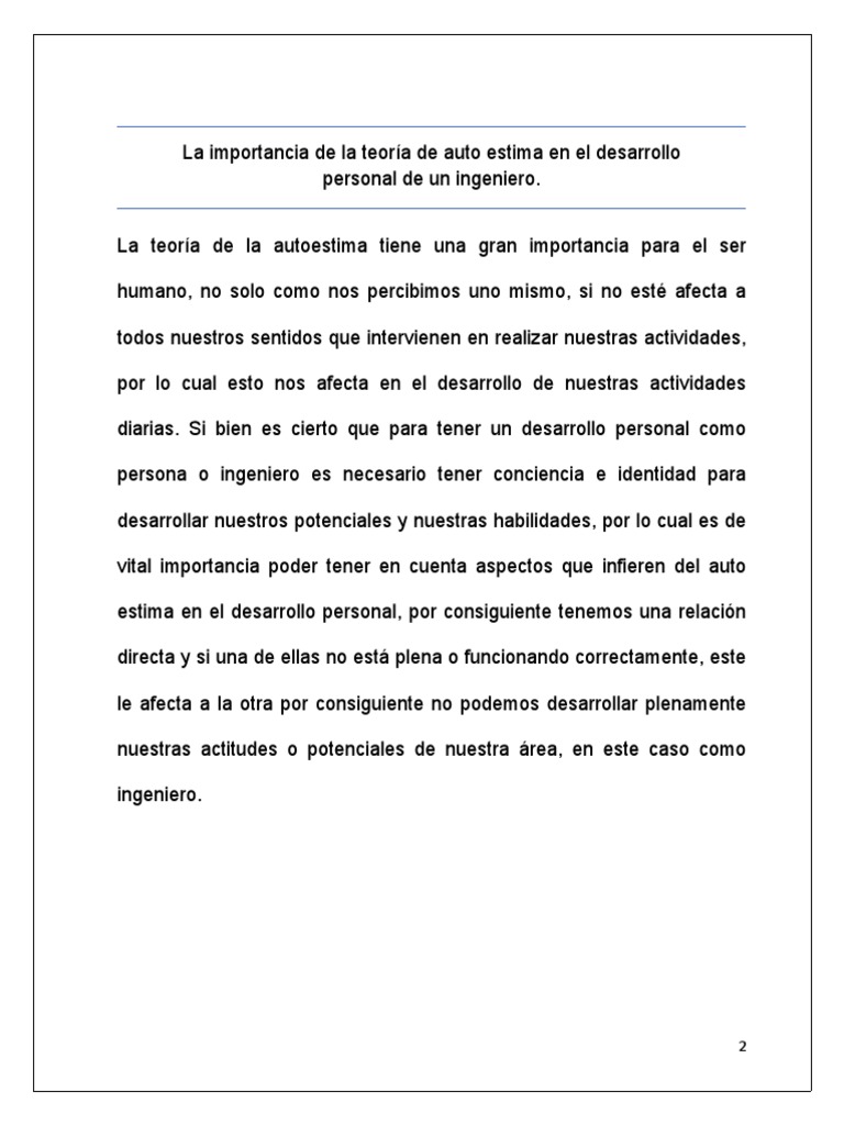 Autoestima en el desarrollo personal infantil | PDF