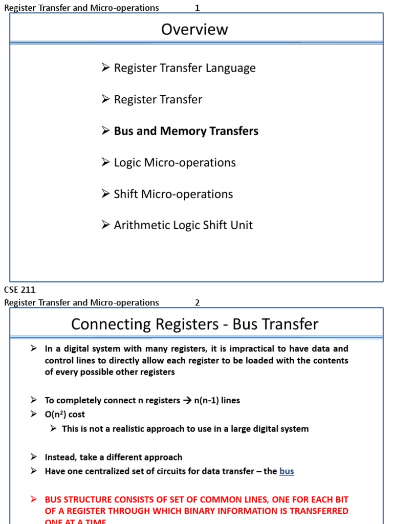 Register Transfer and Bus Operations | PDF | Computer Data Storage | Bit