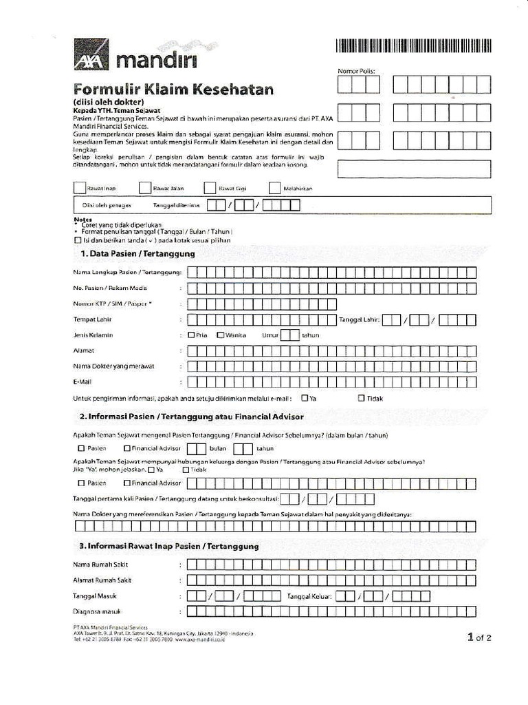 Form Klaim Axa Mandiri
