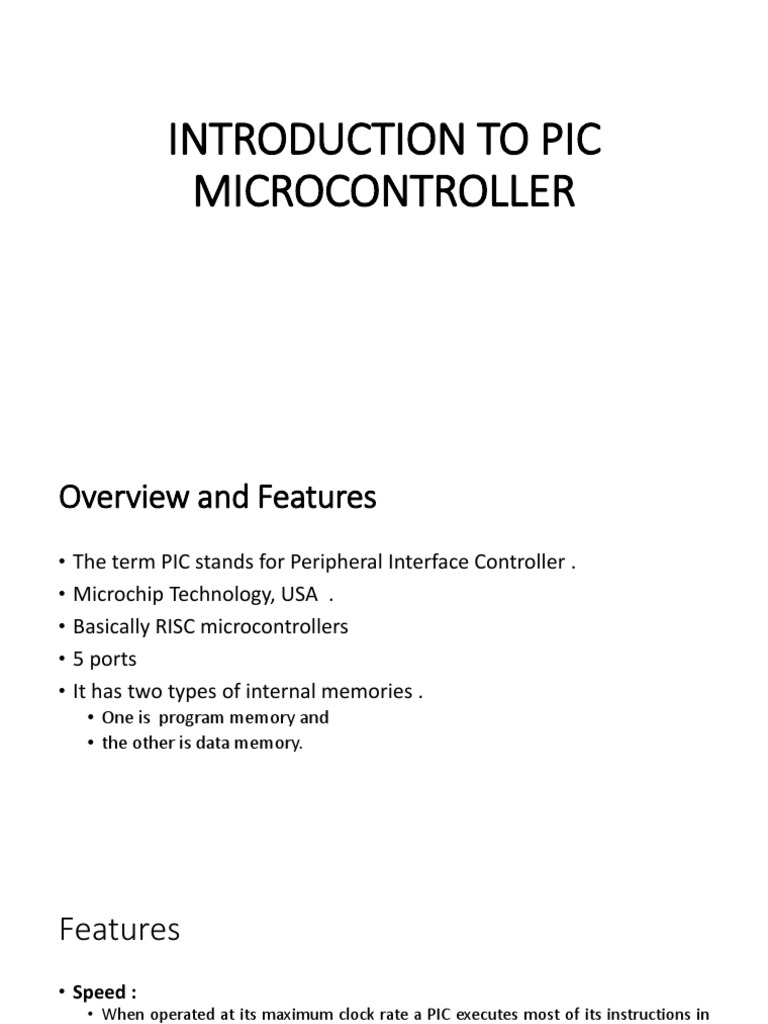 Introduction to PIC Microcontroller | PDF | Microcontroller | Classes ...