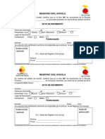 Acta de Nacimiento Bebé Huevo