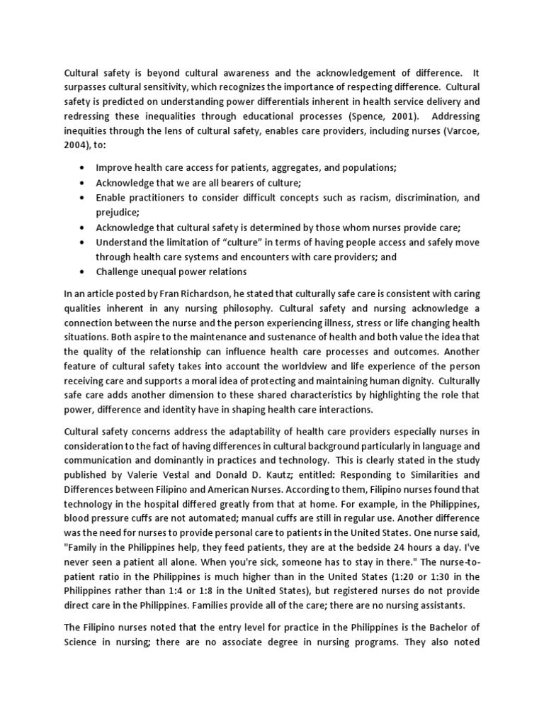 Cultural Safety Essay PDF Nursing Health Care