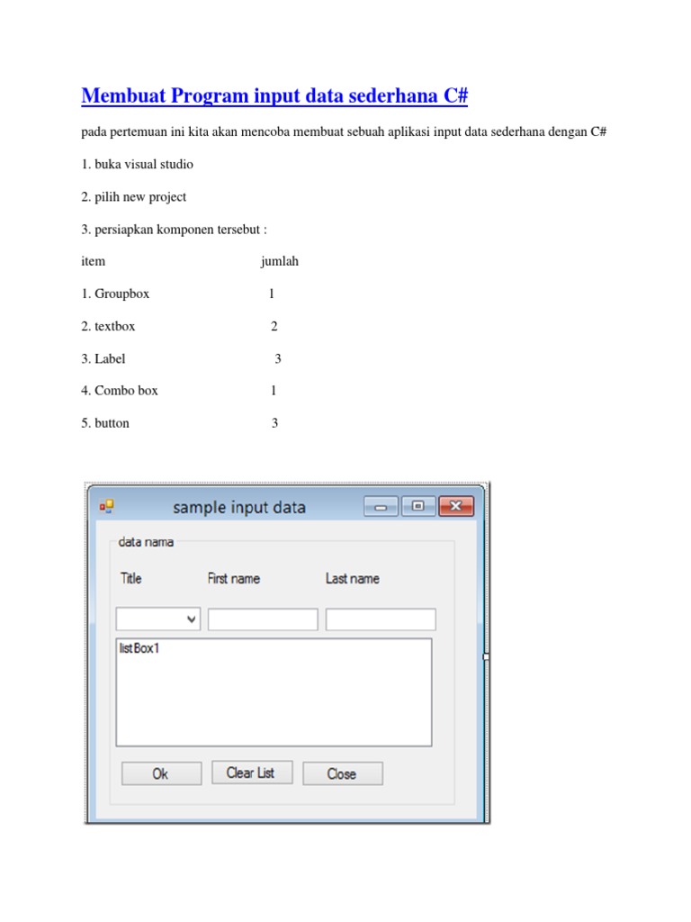 Membuat Program Input Data Sederhana | PDF