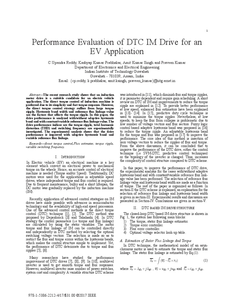 Direct Torque Control Performance Evaluation | PDF