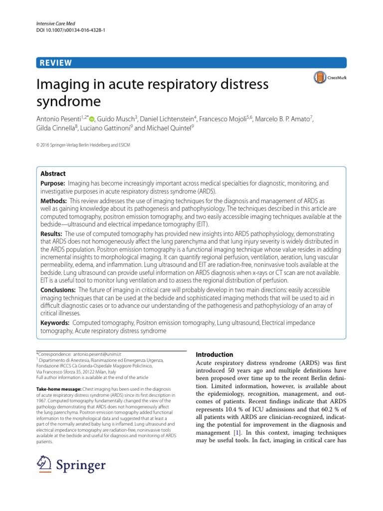 Imaging in Acute Respiratory Distress Syndrome: Review | PDF | Ct Scan ...