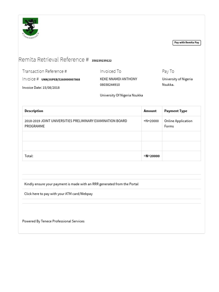 Jupeb Invoice PDF | PDF
