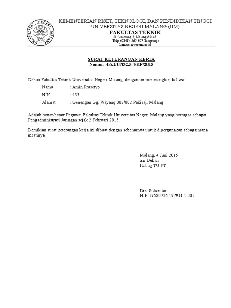 Surat Keterangan Kerjadoc