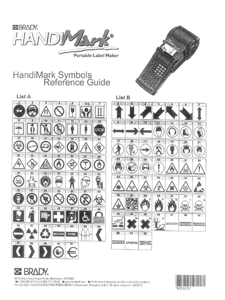 HandiMark Printer Symbols Guide PDF