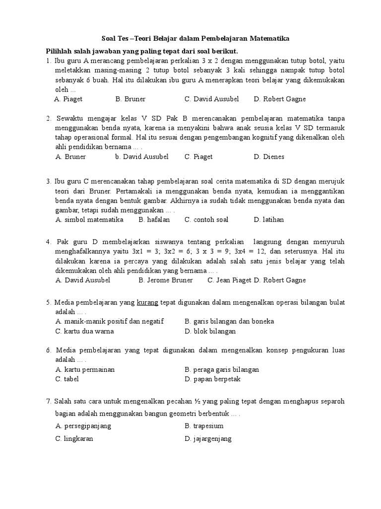 Teori gagne dalam pembelajaran matematika