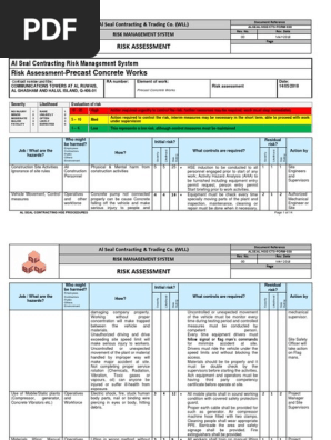 RA 024 Risk Assessment - Precast Concrete Works