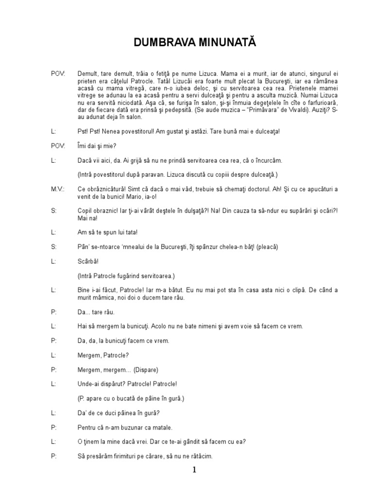 Dumbrava Minunata Rezumat Dumbrava Minunata | PDF