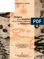 Adolofo Salazar Origen de Los Nombres de Los Estados y Municipios de Venezuela Tomo 1