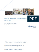Orkla Brands International in India: Oslo, 26th November 2009 Paul Jordahl