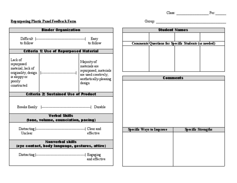 Repurposing Plastic Panel Evaluation Form | PDF | Semiotics | Human ...
