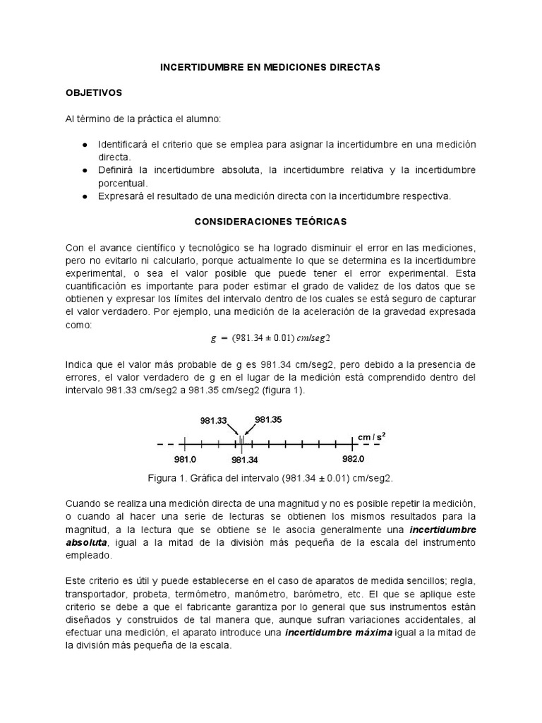 Incertidumbre en Mediciones Directas | PDF | Medición | Método científico