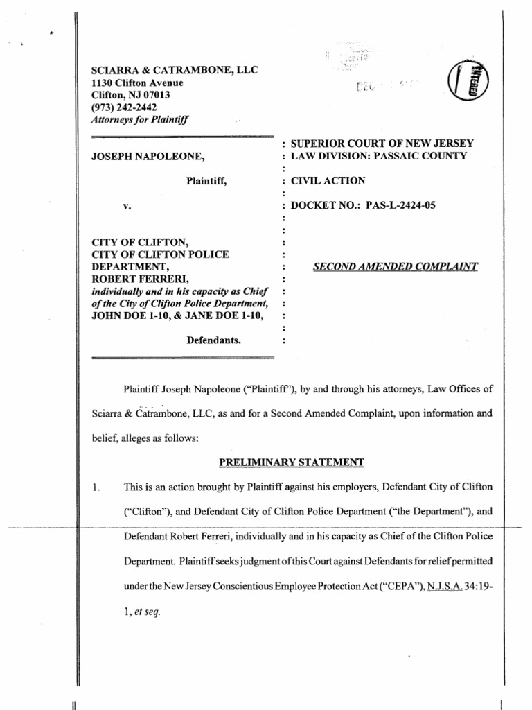 Napoleone Second Amend Complaint | PDF