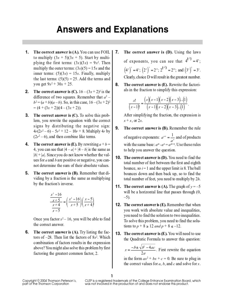 Answers and Explanations: B X X XX X X X X X | PDF | Numbers | Fraction ...