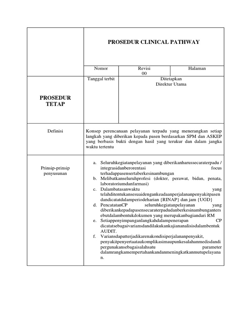 Prosedur Clinical Pathway RSUD Subang | PDF | Science & Mathematics
