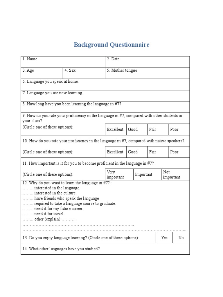Language Learning Background & Strategies | PDF | English Language ...