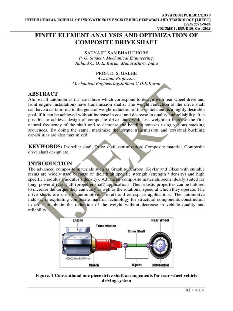 Finite Element Analysis and Optimization of Composite Drive Shaft | PDF ...