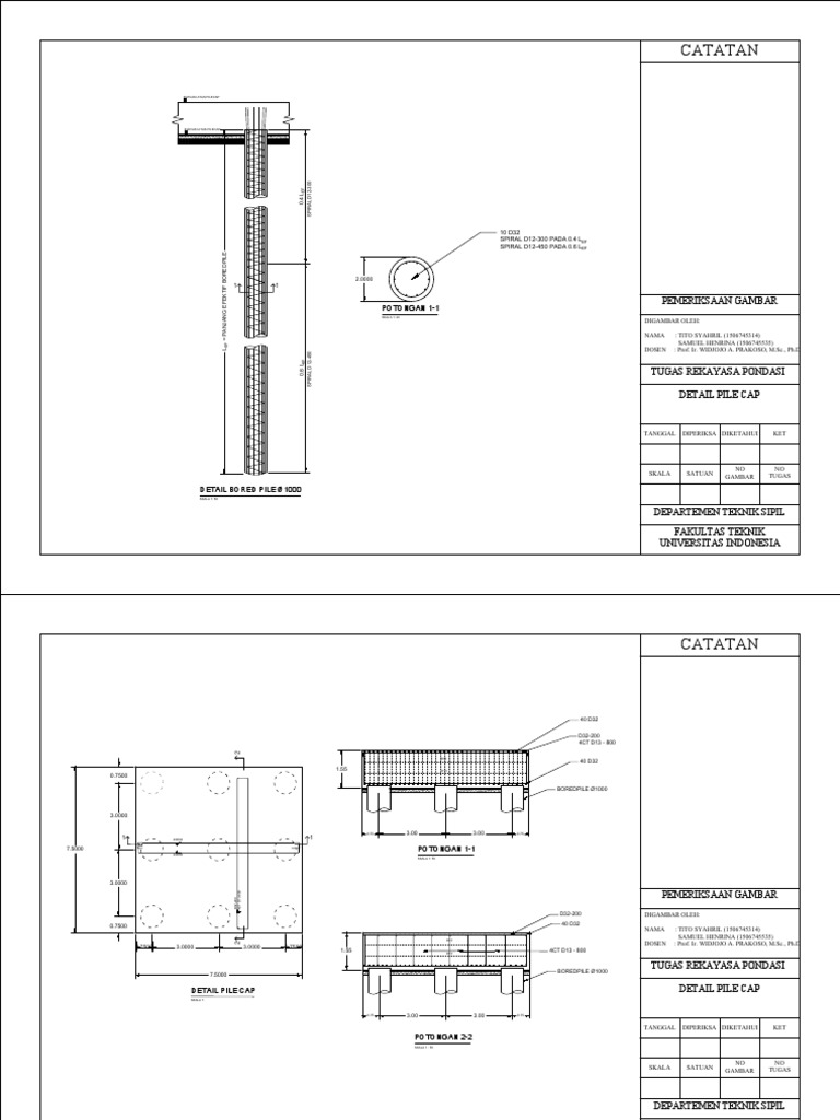Bored Pile Drawings - Kelompok 15 | PDF