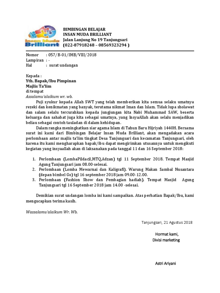 Surat Undangan Lomba - Riset