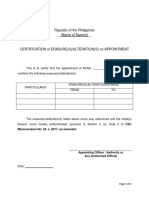 CS Form No. 3 Certificate of Erasures Alteration