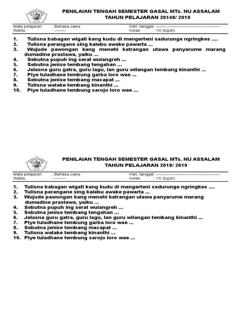 Bahasa Jawa Kls 7 2018