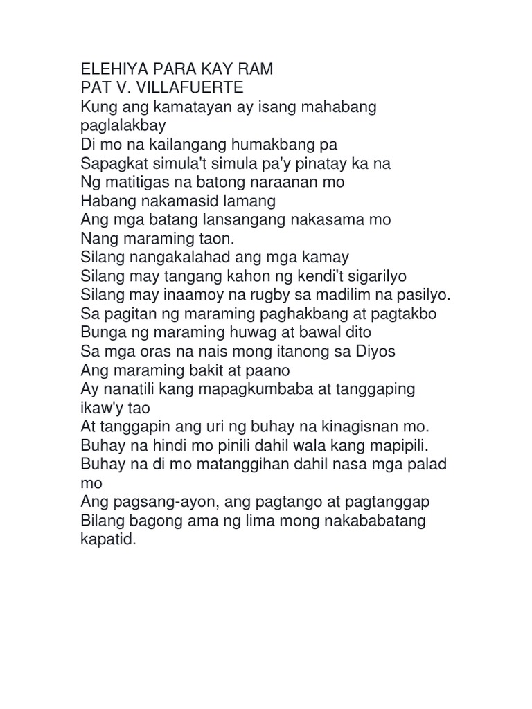 Elehiya para Kay Ram | PDF